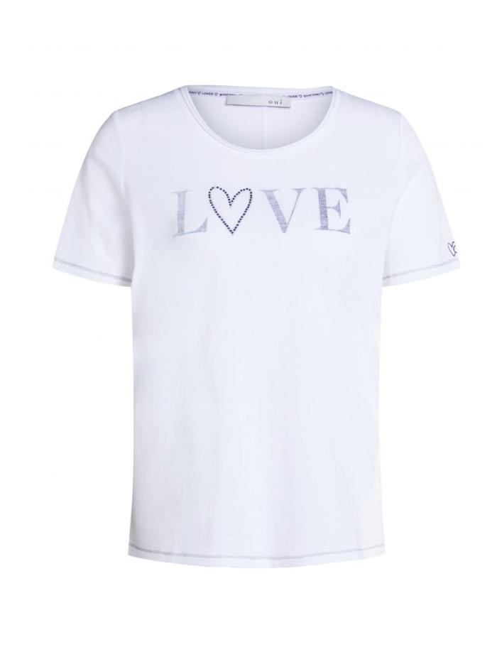 Oui Tops Oui White LOVE T-Shirt 72695 izzi-of-baslow