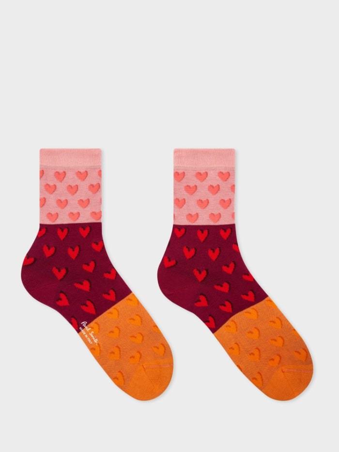 Paul Smith Accessories One Size Paul Smith Priyanka Heart Socks in Pink Burgundy And Orange W1A-086D-EF347-20-0 izzi-of-baslow