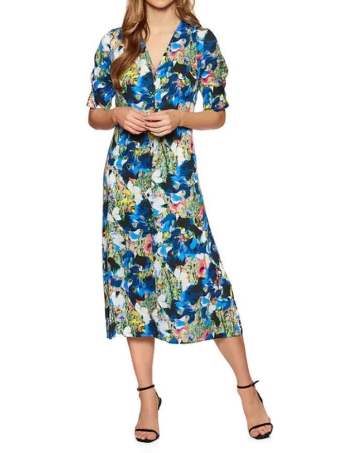 Paul Smith Dresses Paul Smith V Neck Dress Blue Floral W2R-450D-F30751-47 izzi-of-baslow