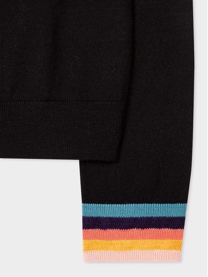 Paul Smith Knitwear Paul Smith Black Jumper With Striped Cuff Detail W1R-001N-G10643 79 izzi-of-baslow