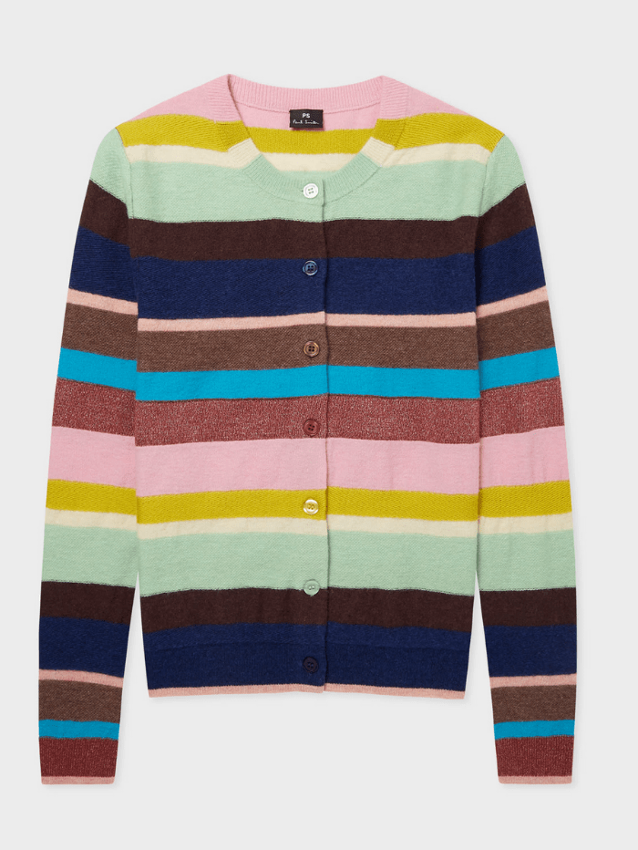 Paul Smith Knitwear Paul Smith Multi Stripe Wool Cardigan W2R-976K-G30833-90 izzi-of-baslow