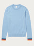 Paul Smith Knitwear Paul Smith Soft Blue Jumper With Striped Cuff Detail  W1R-001N-G10643 41 izzi-of-baslow