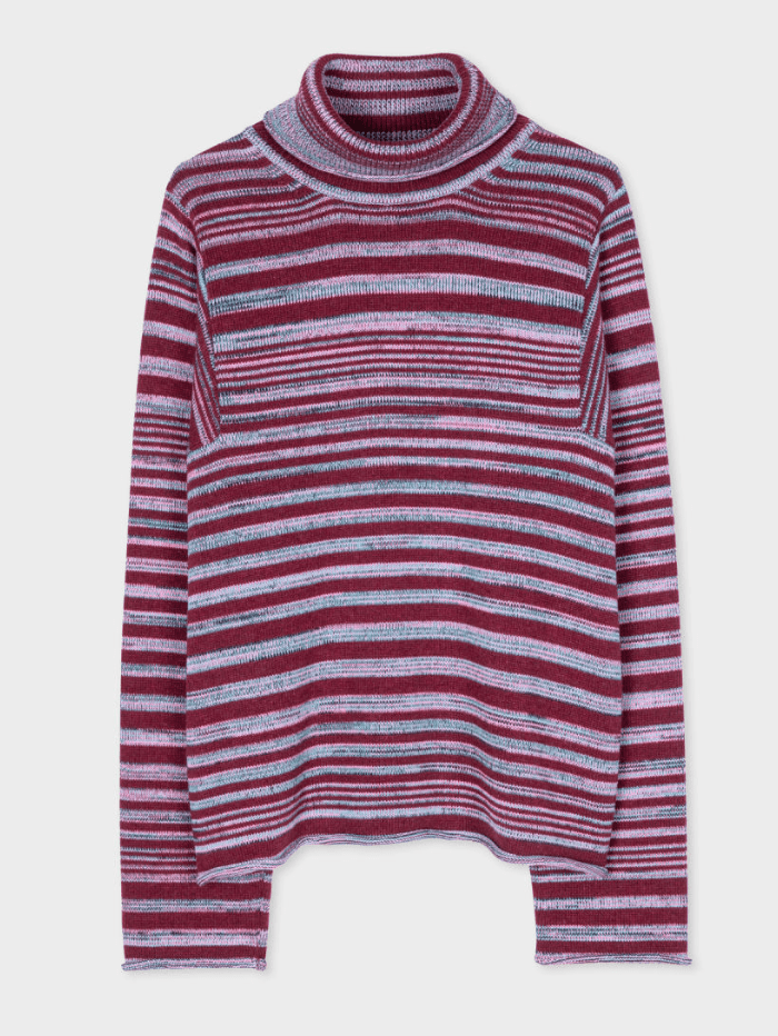 Paul Smith Knitwear Paul Smith Wine Striped Roll Neck Jumper W2R-186N-J30982 26 izzi-of-baslow