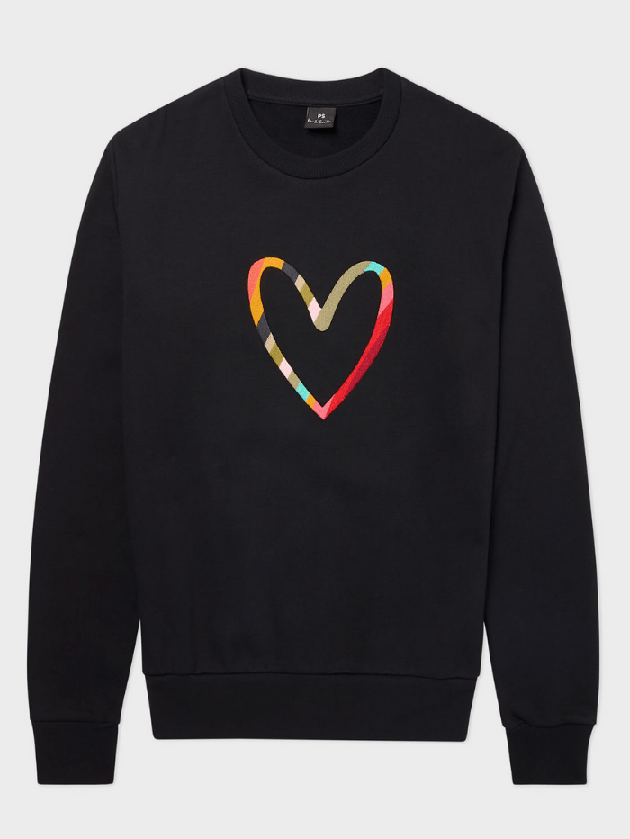 Paul Smith Loungewear Paul Smith S Black Swirl Print Heart Sweatshirt W2R-142V-GP2838 79 izzi-of-baslow