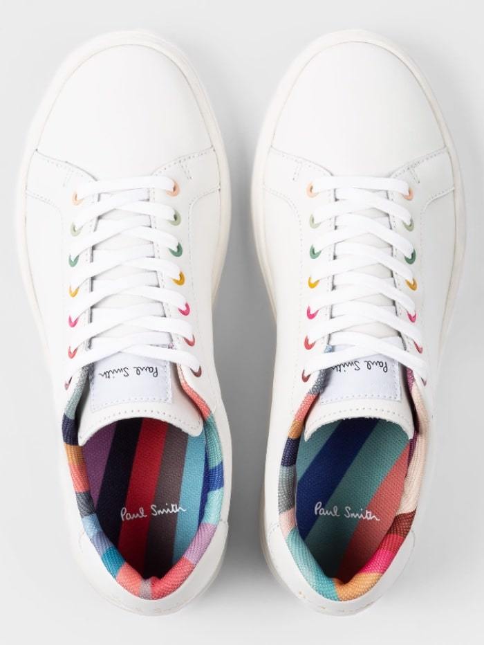 Paul Smith Shoes Paul Smith White Leather Lapin Trainers With Swirl Trims W1S-LAP42-ECAS-01 izzi-of-baslow