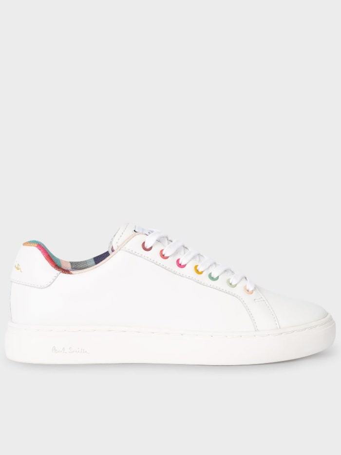 Paul Smith Shoes Paul Smith White Leather Lapin Trainers With Swirl Trims W1S-LAP42-ECAS-01 izzi-of-baslow