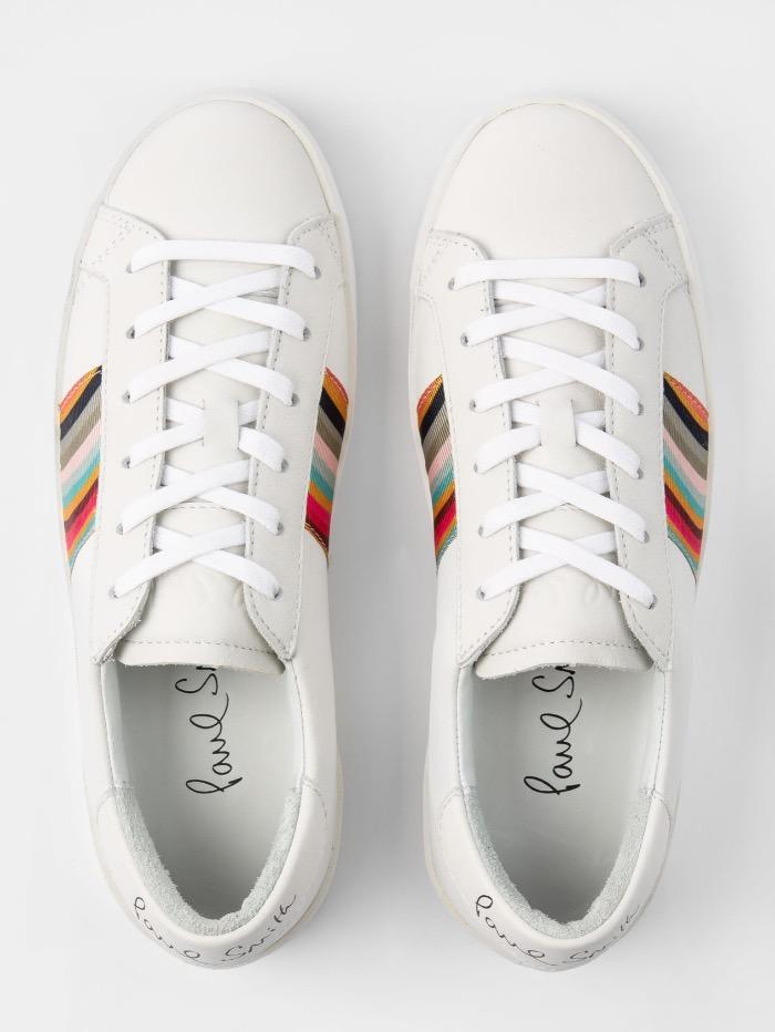 Paul Smith Shoes Paul Smith White Leather Pidgen Trainers With Swirl Trims W1S-PIDE08-FLEA-01 izzi-of-baslow