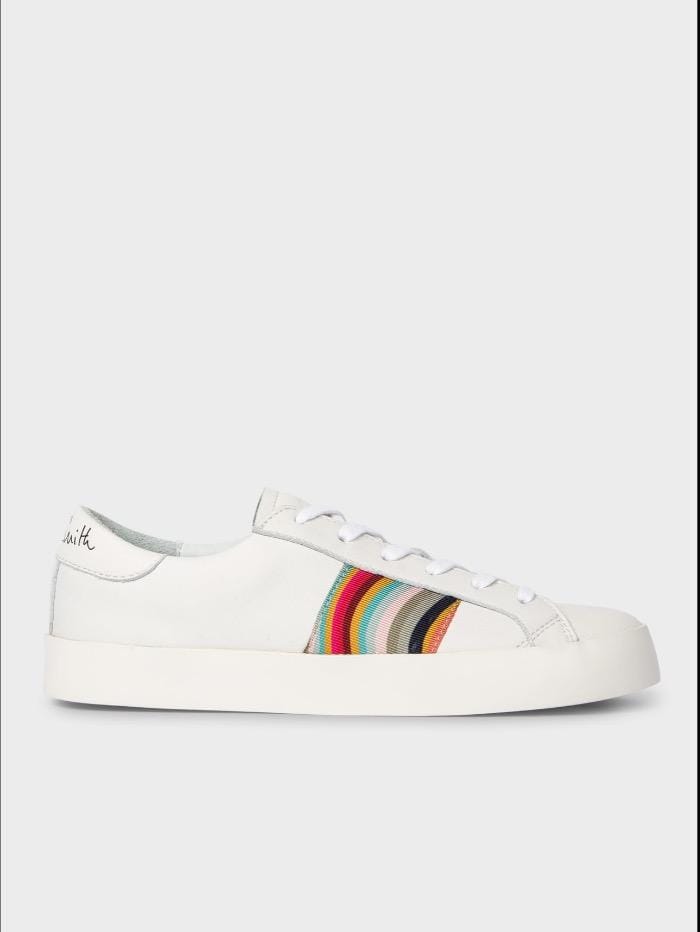 Paul Smith Shoes Paul Smith White Leather Pidgen Trainers With Swirl Trims W1S-PIDE08-FLEA-01 izzi-of-baslow