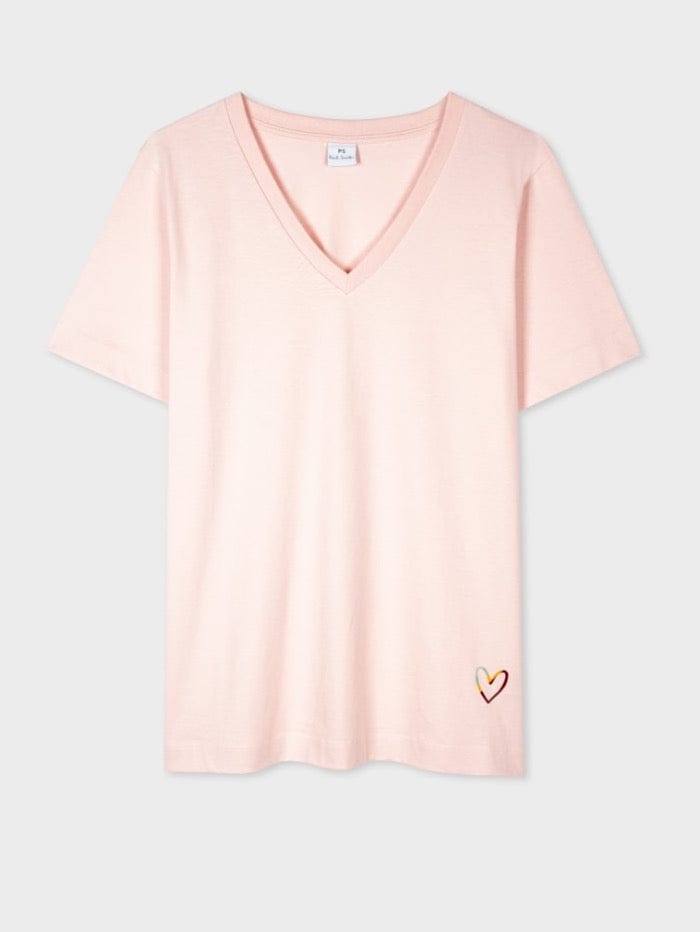 Paul Smith Tops Paul Smith Pale Pink V Necked T Shirt W1A-795A-HU1020-20 izzi-of-baslow