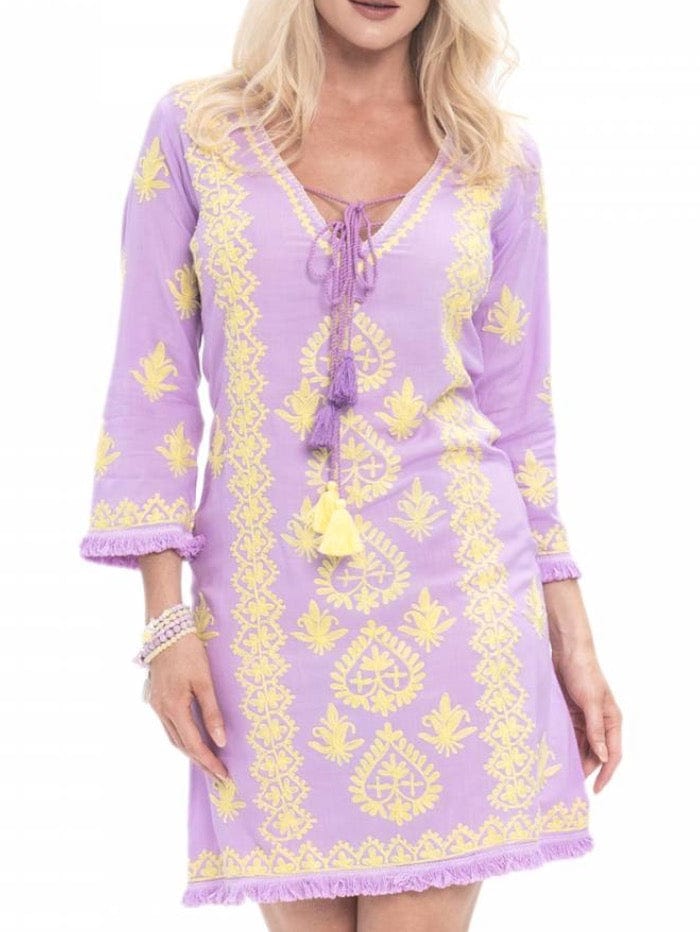 Pranella Beachwear Pranella Aggie Lilac and Lime Summer Dress Beach Cover Up izzi-of-baslow