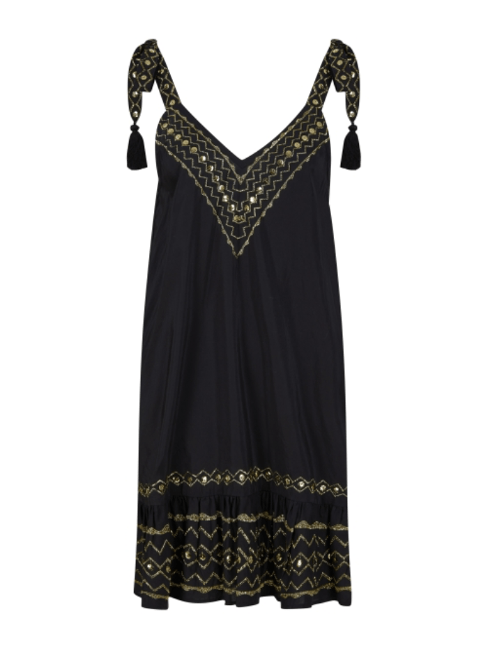 Pranella Beachwear Pranella Anna Black Gold Summer  Dress izzi-of-baslow