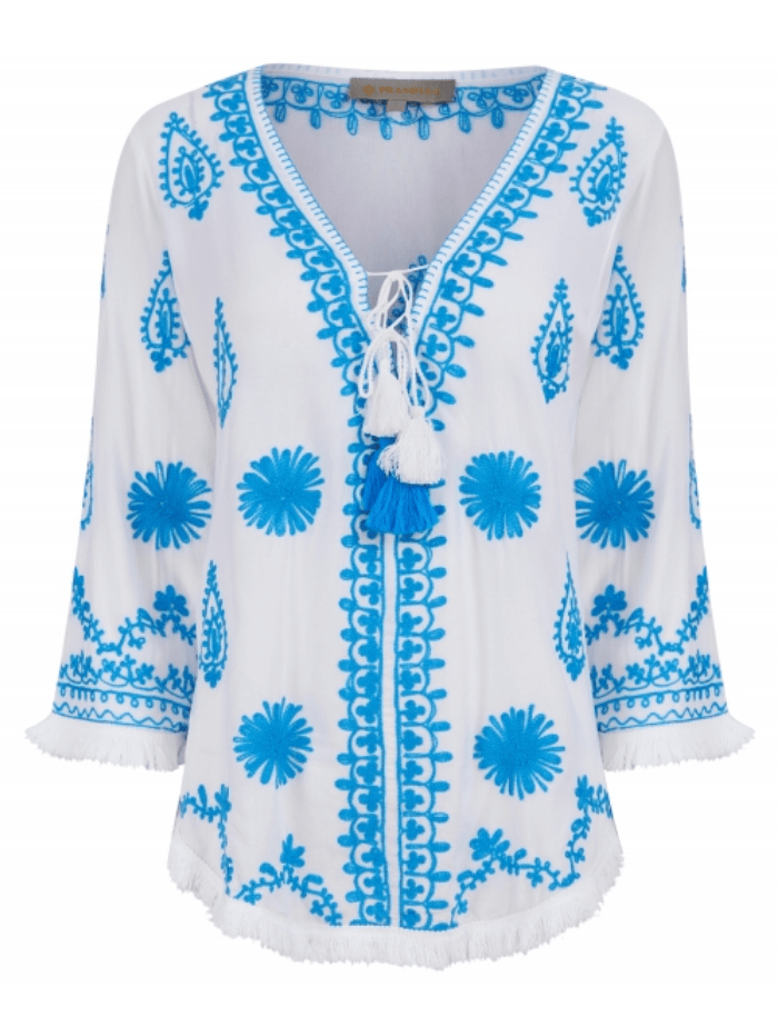 Pranella Beachwear Pranella Cicy White &amp; Blue Summer Beach Top izzi-of-baslow