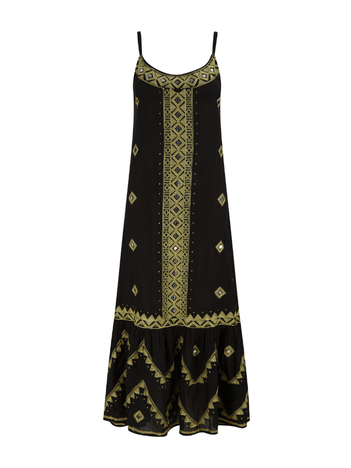 Pranella Beachwear Pranella Doha Black &amp; Gold Maxi Beach Summer Dress izzi-of-baslow