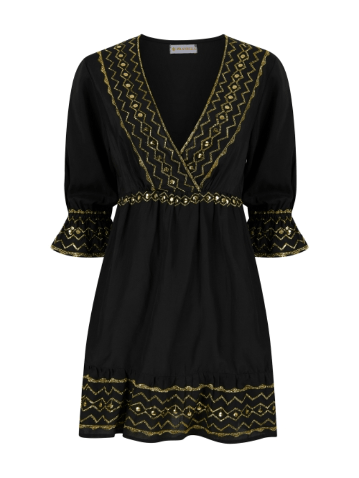 Pranella Beachwear Pranella Hope Black &amp; Gold Mini Dress izzi-of-baslow