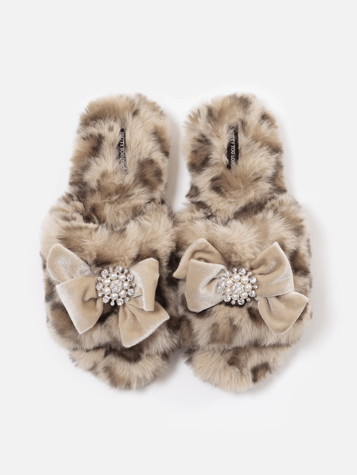 Pretty You London Loungewear Pretty You London Anya Leopard Print Slippers izzi-of-baslow