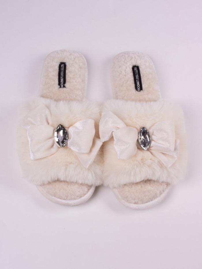 Pretty You London Loungewear Pretty You London Darcey Cream Slippers izzi-of-baslow