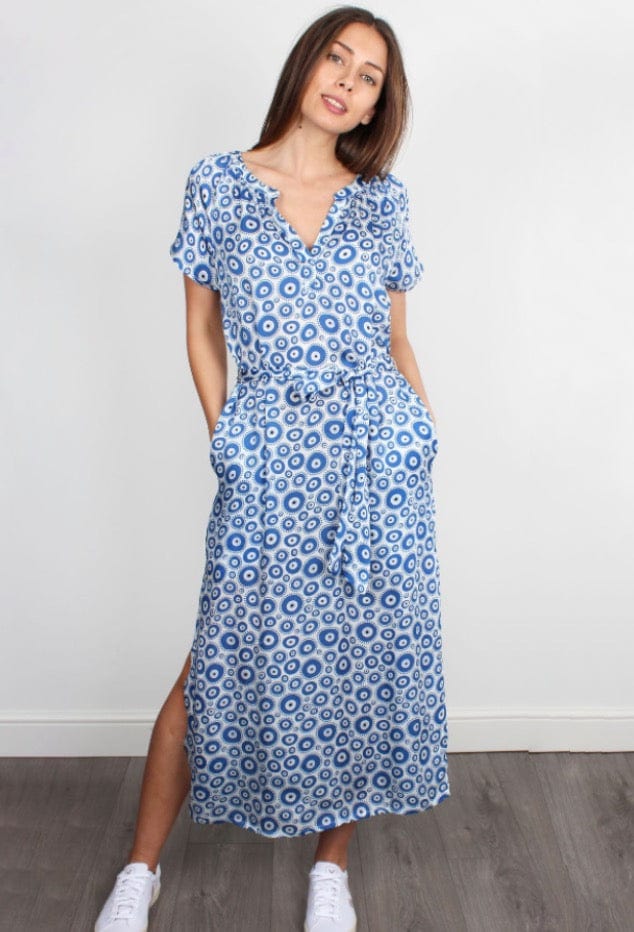 Primrose Park London Dresses Primrose Park London Fiona Open Dress Blue and White Evil Eye izzi-of-baslow