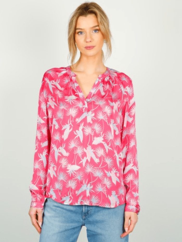 Primrose Park London Tops Primrose Park London Sandy Open Shirt Tropical 03 Pink izzi-of-baslow