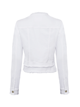 Riani Coats and Jackets Riani White Denim Jacket With Fringe Detail  401800-2811 izzi-of-baslow
