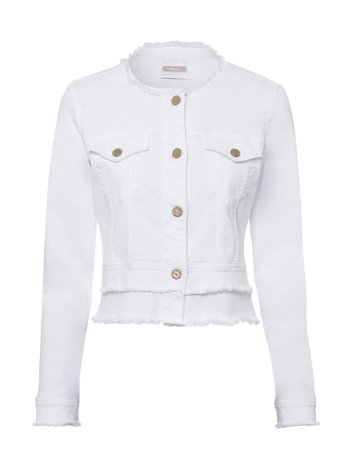 Riani Coats and Jackets Riani White Denim Jacket With Fringe Detail 401800-2811 izzi-of-baslow