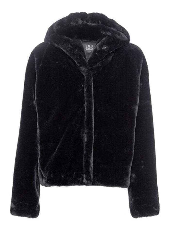 Riani Coats &amp; Jackets Riani Short Black Teddy Bear Coat With Hood 802980-5327 izzi-of-baslow