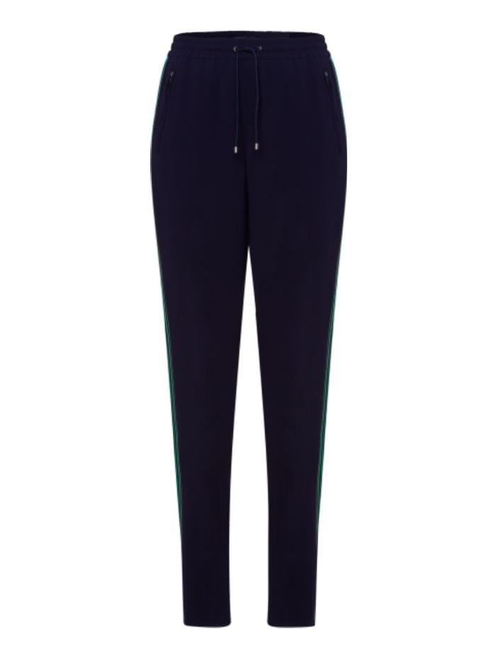 Riani Trousers Riani Navy Drawstring Trouser With Green Side Stripes 933380 3290 IZ izzi-of-baslow