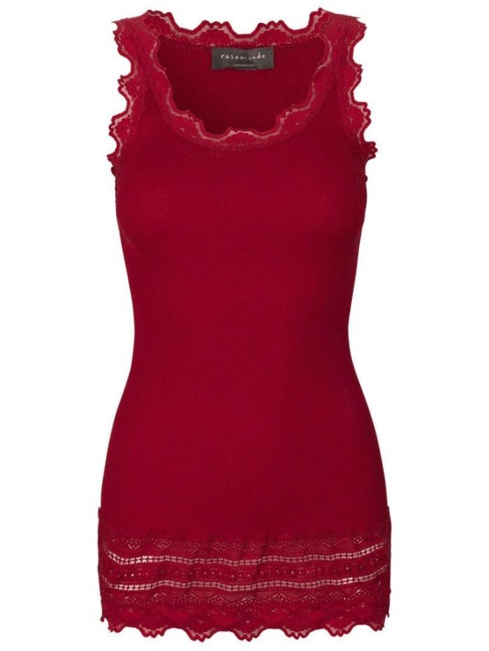 Rosemunde Tops Rosemunde Long Silk Red Lace Top 5315 826 izzi-of-baslow