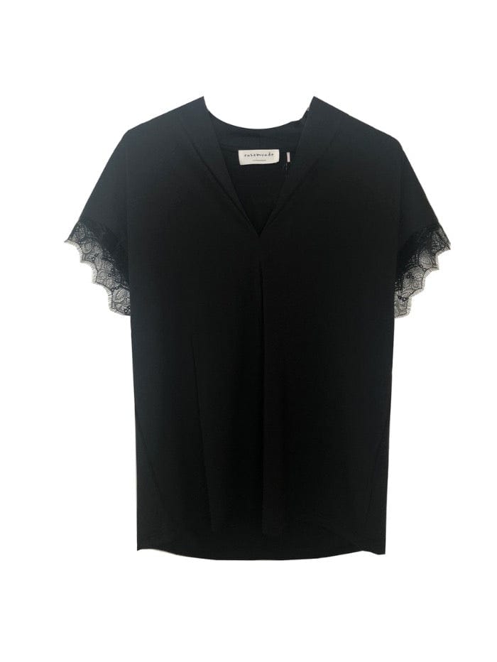 Rosemunde Tops Rosemunde S Silk Lace T-Shirt Dark Blue 6995 192 izzi-of-baslow
