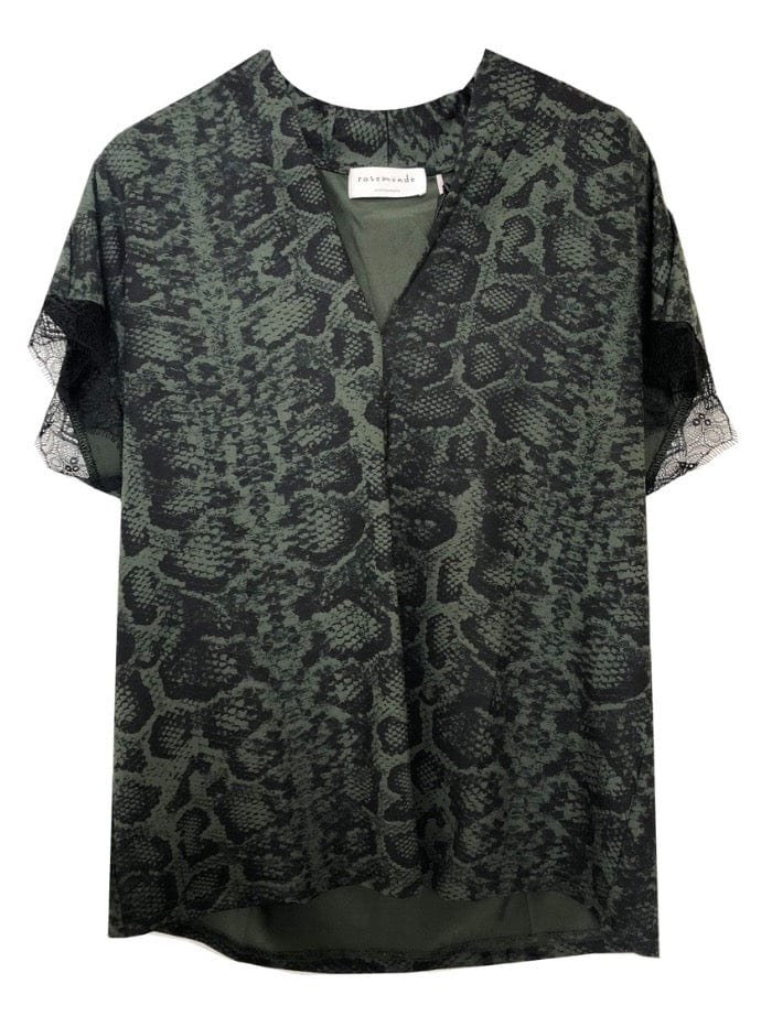 Rosemunde Tops Rosemunde S Silk Lace T-Shirt Dark Pine Animal Print 6995 9535 izzi-of-baslow