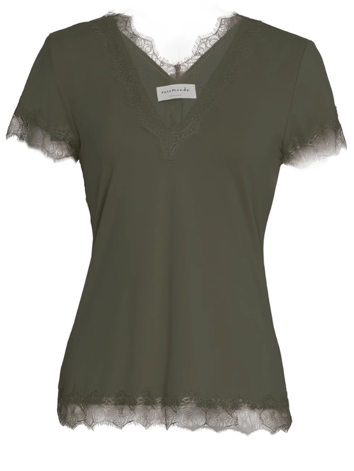 Rosemunde Tops Rosemunde Silk Lace T-Shirt Olive Night 4262 509 izzi-of-baslow