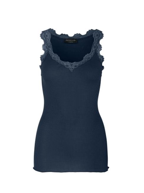 Rosemunde Tops Rosemunde Silk Vest Lace Top Navy 4746 izzi-of-baslow