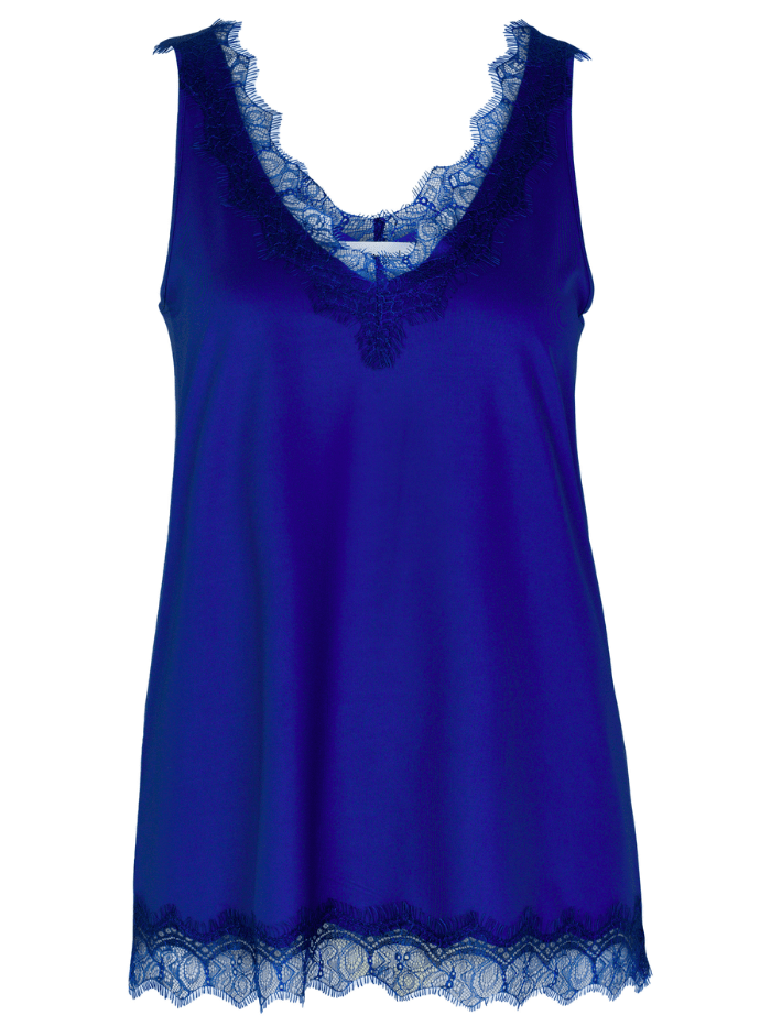 Rosemunde Tops Rosemunde Silky Lace Top Very Blue 4220 177 izzi-of-baslow