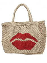 The Jacksons Accessories Large The Jacksons London KISS ME QUICK Jute Bag Natural & Scarlet izzi-of-baslow