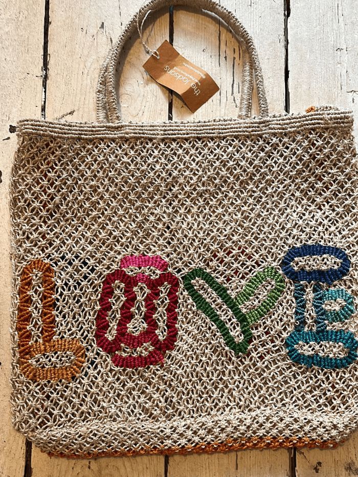 The Jacksons Accessories Large The Jacksons London LOVE Jute Bag Natural Multi izzi-of-baslow