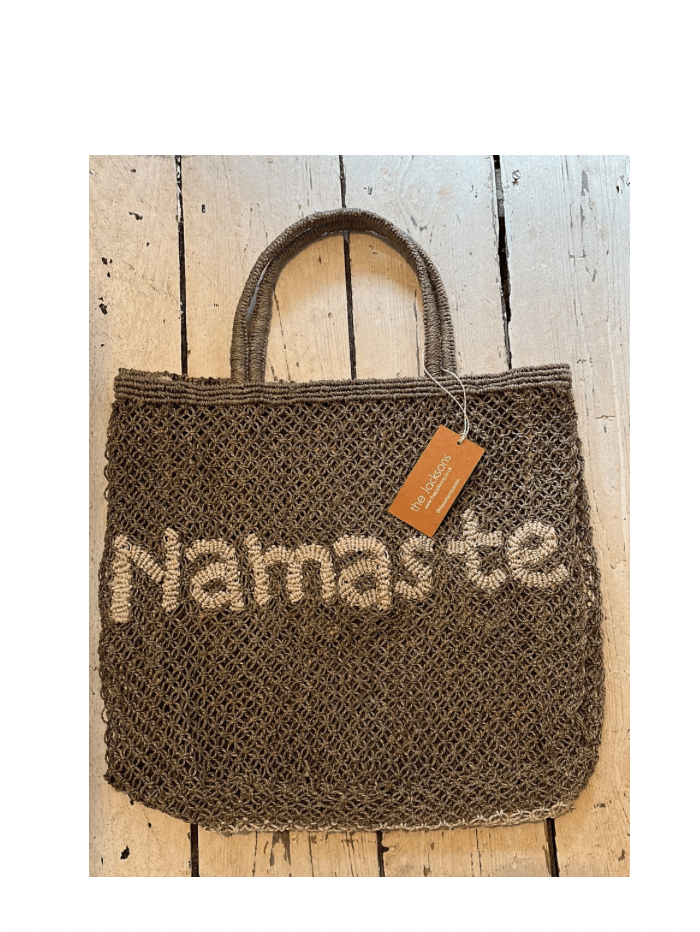 The Jacksons Accessories Large The Jacksons London NAMASTE Jute Bag Khaki &amp; Natural izzi-of-baslow