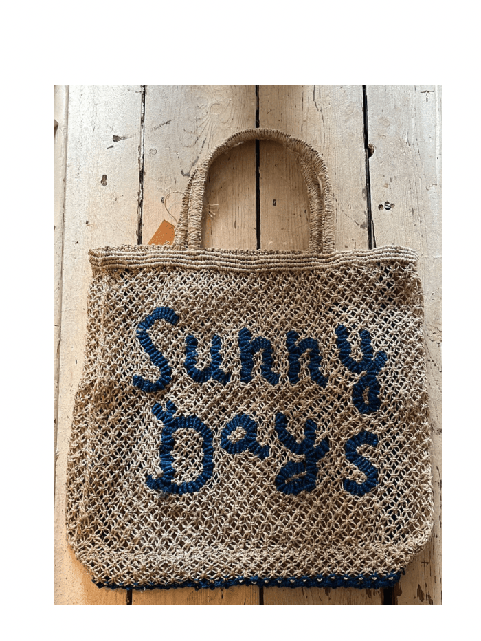 The Jacksons Accessories Large The Jacksons London SUNNY DAYS Jute Bag Natural &amp; Cobalt izzi-of-baslow