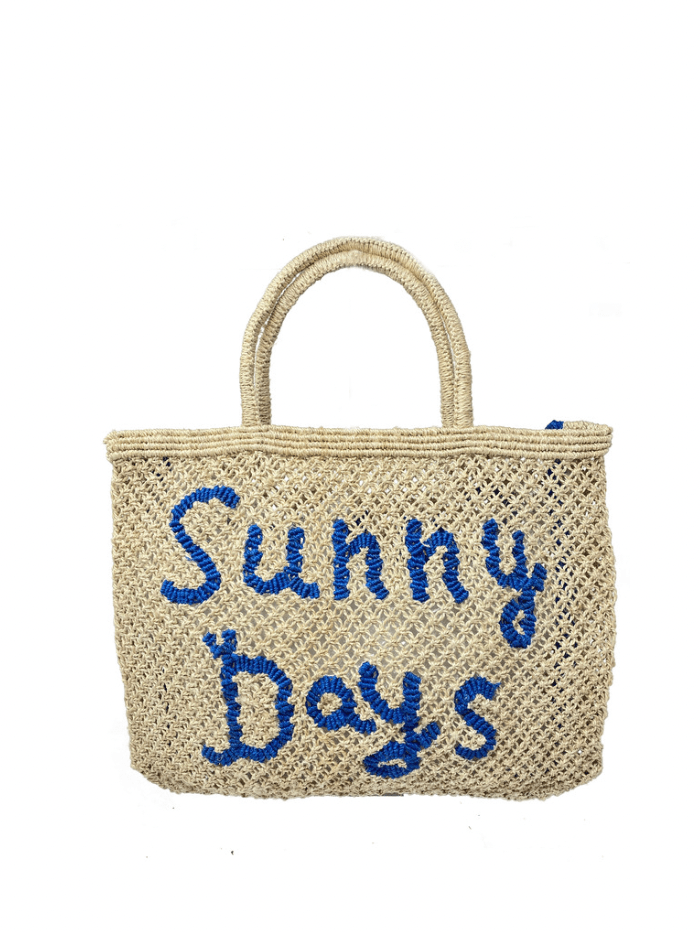 The Jacksons Accessories Large The Jacksons London SUNNY DAYS Jute Bag Natural &amp; Cobalt izzi-of-baslow