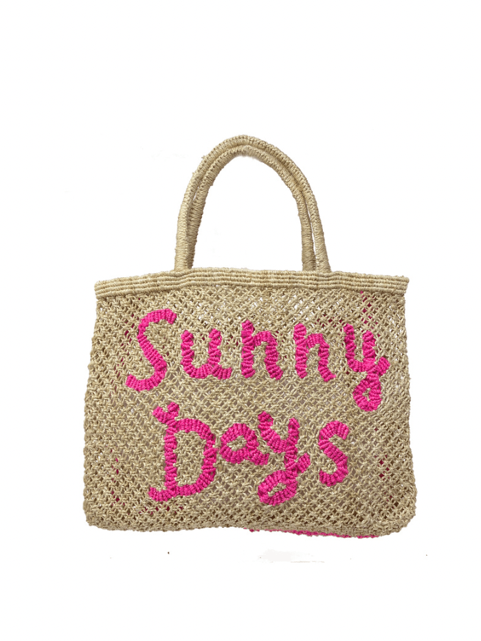The Jacksons Accessories Large The Jacksons London SUNNY DAYS Jute Bag Natural &amp; Hot Pink izzi-of-baslow