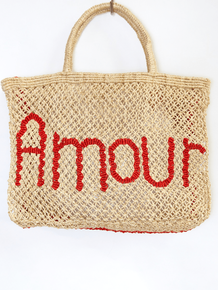 The Jacksons Accessories Small The Jacksons London AMOUR Jute Bag Natural &amp; Scarlet izzi-of-baslow