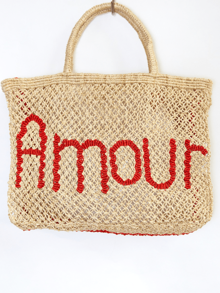 The Jacksons Accessories Small The Jacksons London AMOUR Jute Bag Natural & Scarlet izzi-of-baslow
