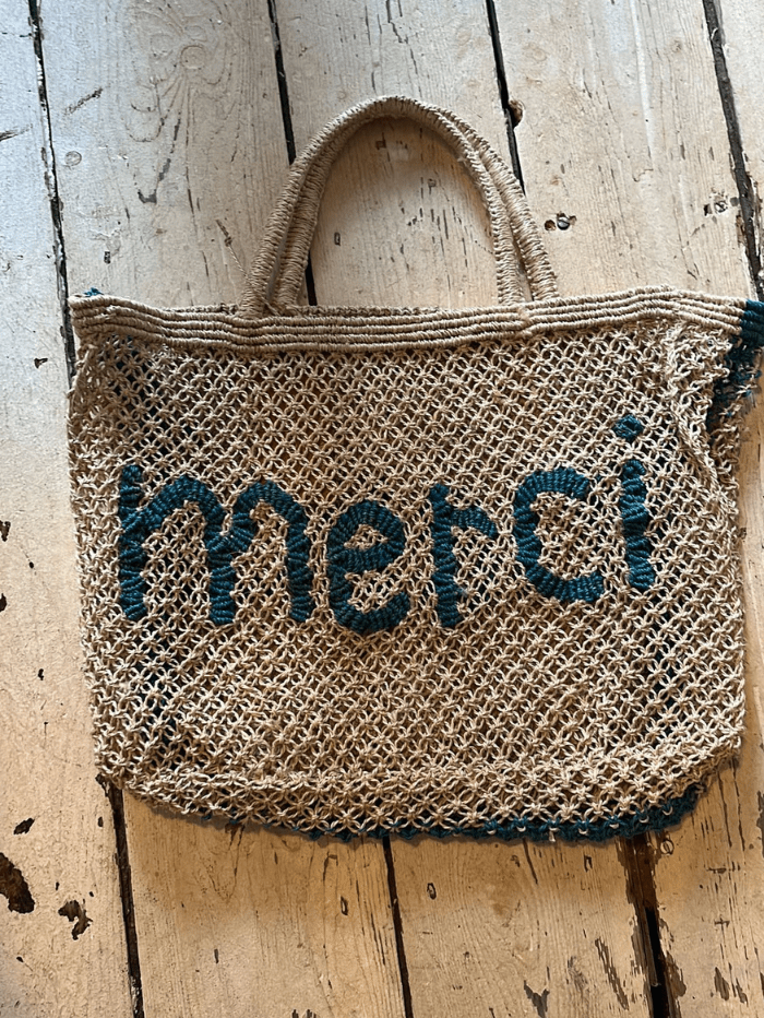 The Jacksons Accessories Small The Jacksons London MERCI Jute Bag Natural &amp; Ocean izzi-of-baslow