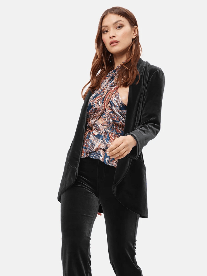 Traffic People Coats and Jackets Traffic People Boyfriend Black Velvet Blazer LBR9645001 izzi-of-baslow