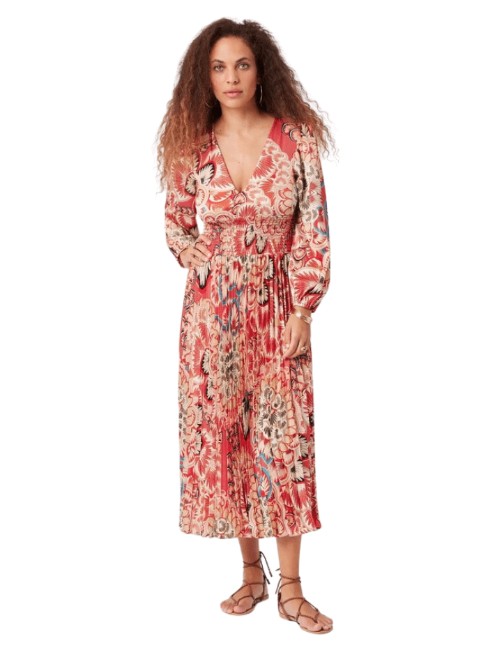 Traffic People Dresses Traffic People Aurora Red Floral Printed Dress BTH11868009 izzi-of-baslow