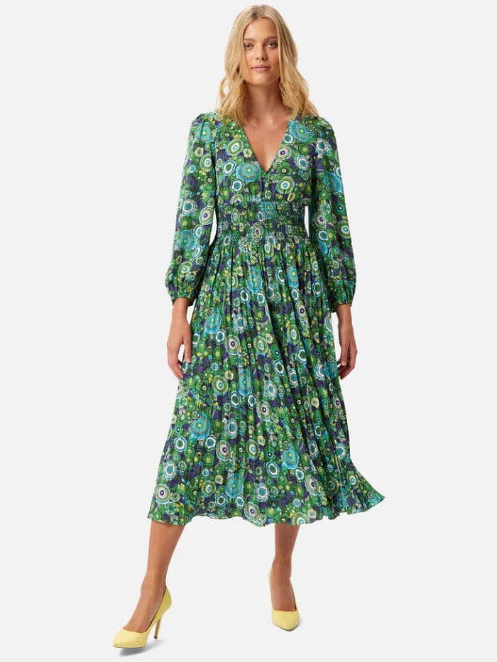 Traffic People Dresses Traffic People FIA11868 Aurora Dress Green Print 018 izzi-of-baslow