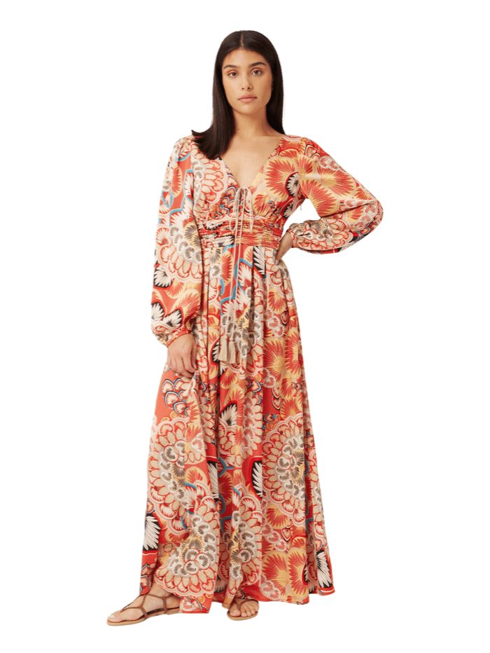 Traffic People Dresses Traffic People The Promise Red Floral Printed Maxi Dress BTH12414009 izzi-of-baslow