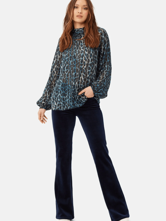 Traffic People Tops Traffic People Moments Animal Print Blue Blouse VVX12069033 izzi-of-baslow