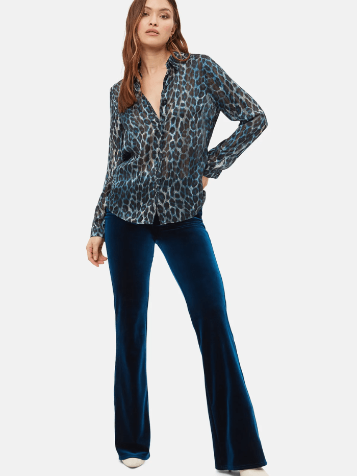 Traffic People Tops Traffic People Sneak Peek Animal Print Blue Blouse VVX12241033 izzi-of-baslow