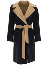 Weekend By Max Mara Coats and Jackets Weekend Max Mara RAIL Camel and Navy Double Faced Reversible Coat 50160319 014 izzi-of-baslow