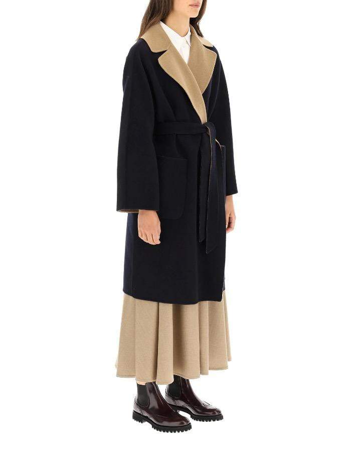 Weekend By Max Mara Coats and Jackets Weekend Max Mara RAIL Camel and Navy Double Faced Reversible Coat 50160319 014 izzi-of-baslow