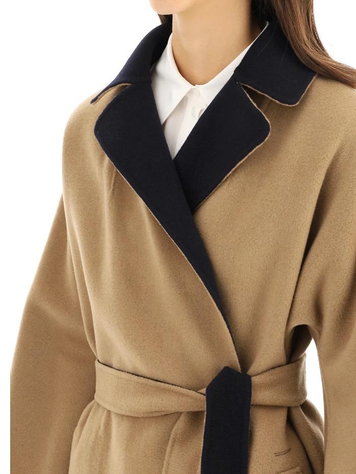 Weekend By Max Mara Coats and Jackets Weekend Max Mara RAIL Camel and Navy Double Faced Reversible Coat 50160319 014 izzi-of-baslow
